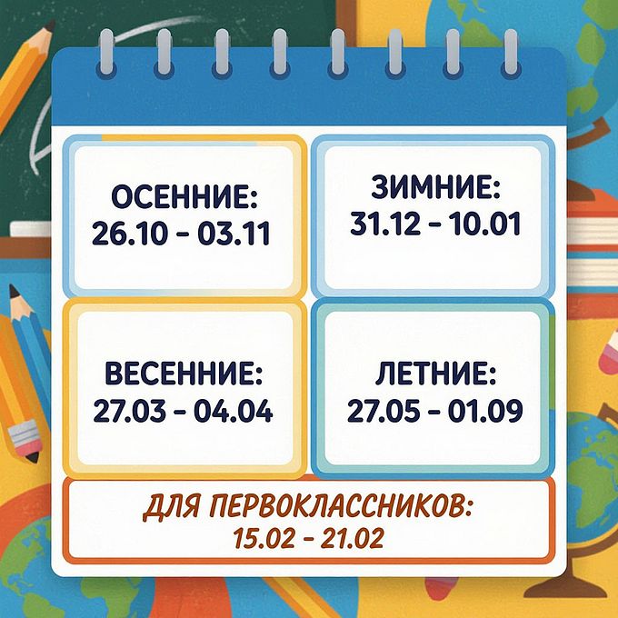 Каникулы в 2026-2027 учебном году